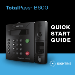 Icon Time Systems TP-B600 Icon Time TotalPass B600 Biometric Wifi Time Clock Quick Start Guide