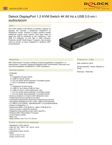 DeLOCK 11467 DisplayPort 1.2 KVM Switch 4K 60 Hz list | Manualzz