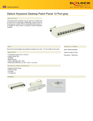 Delock 43335 Keystone Desktop Patch Panel 12 Port grey Data Sheet