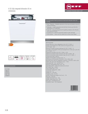 neff s515u80d2g dishwasher