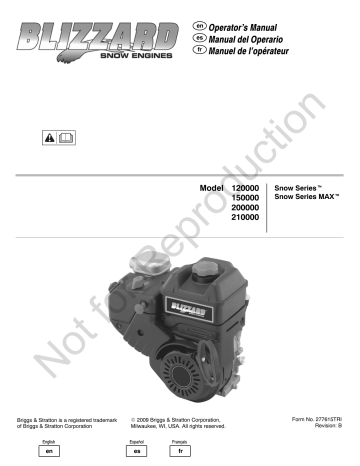 Simplicity BLIZZARD SNOW SERIES, 20X314-0110-E1, 15Z114-0111-E1 Manuel ...