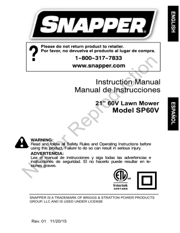 Snapper sp60v discount