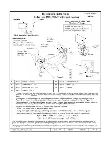 Draw-Tite 65046 Front Mount Receiver Guide d'installation | Manualzz