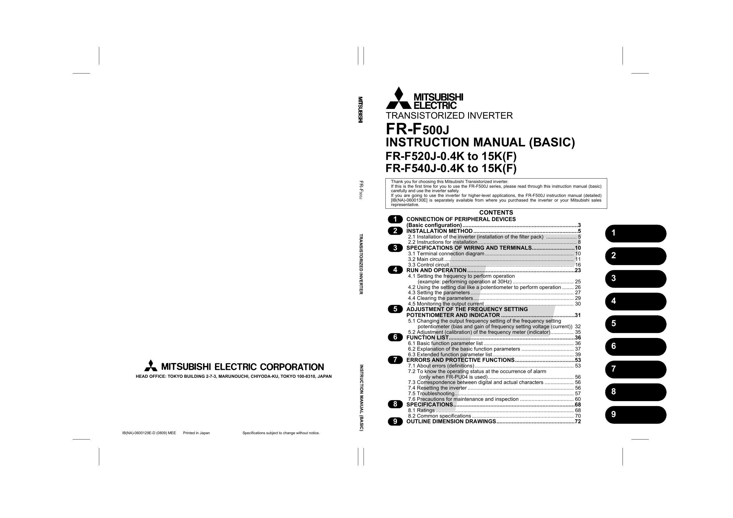 Mitsubishi Electric FR-F500J Instruction Manual | Manualzz