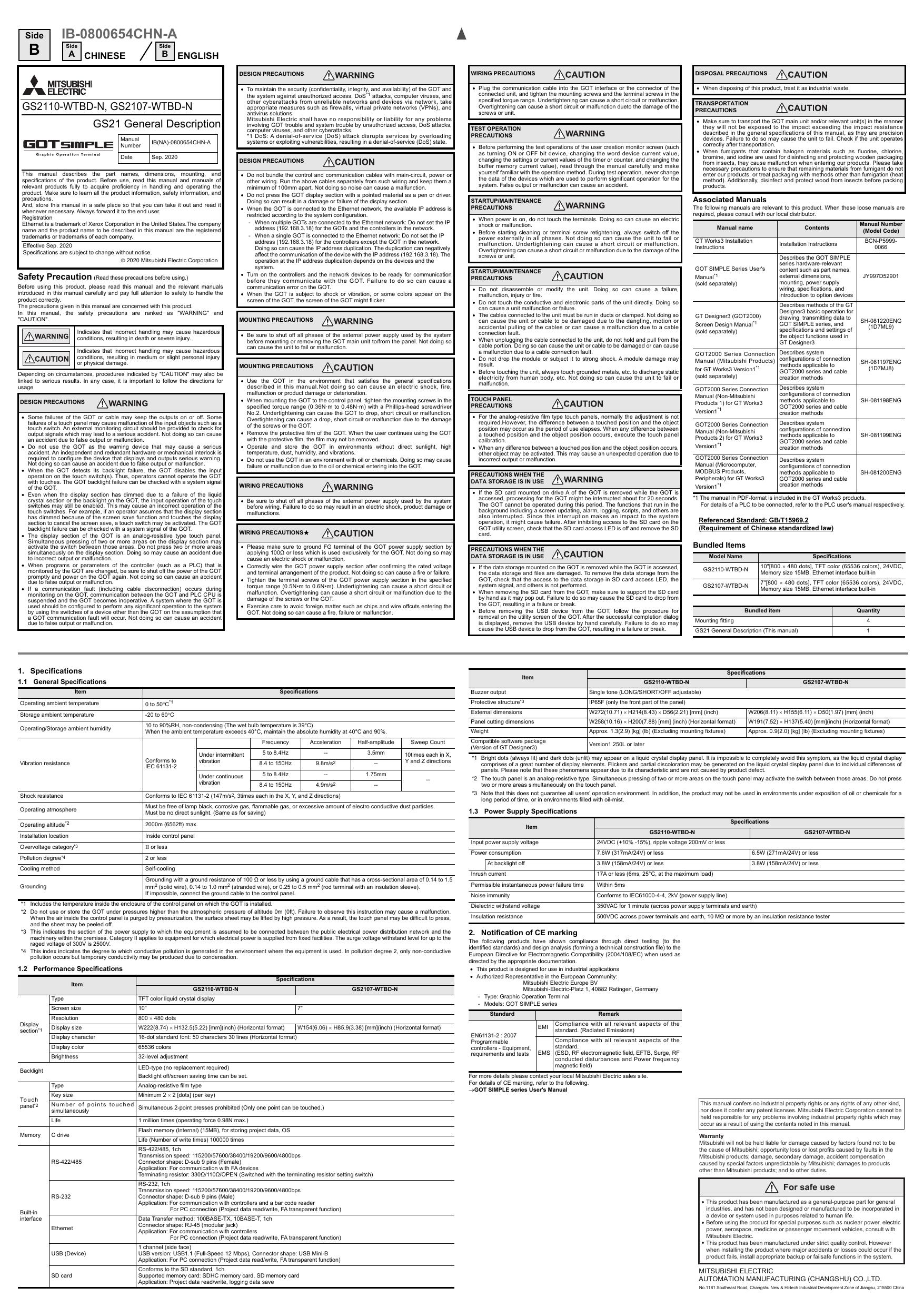 Mitsubishi Electric Gs21 Owner S Manual Manualzz