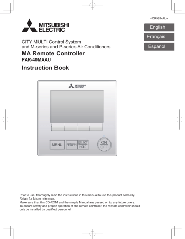 Mitsubishi Electric PAR-40MAAU Owner's Manual | Manualzz