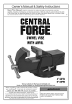 CENTRAL FORGE Item 63774-UPC 193175344540 4 in. Swivel Vise Owner's Manual