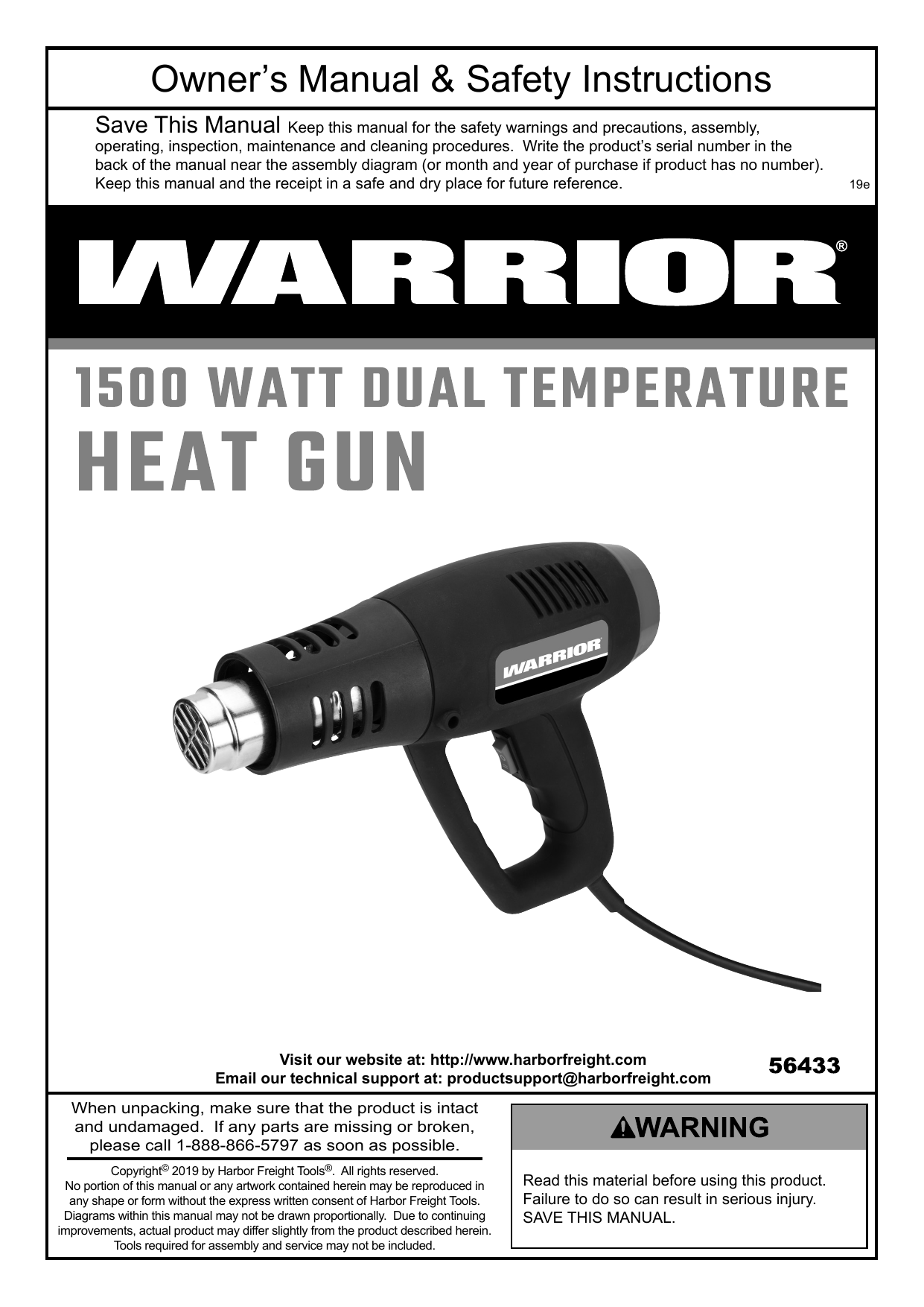 1500 Watt 11 Amp Dual Temperature Heat Gun