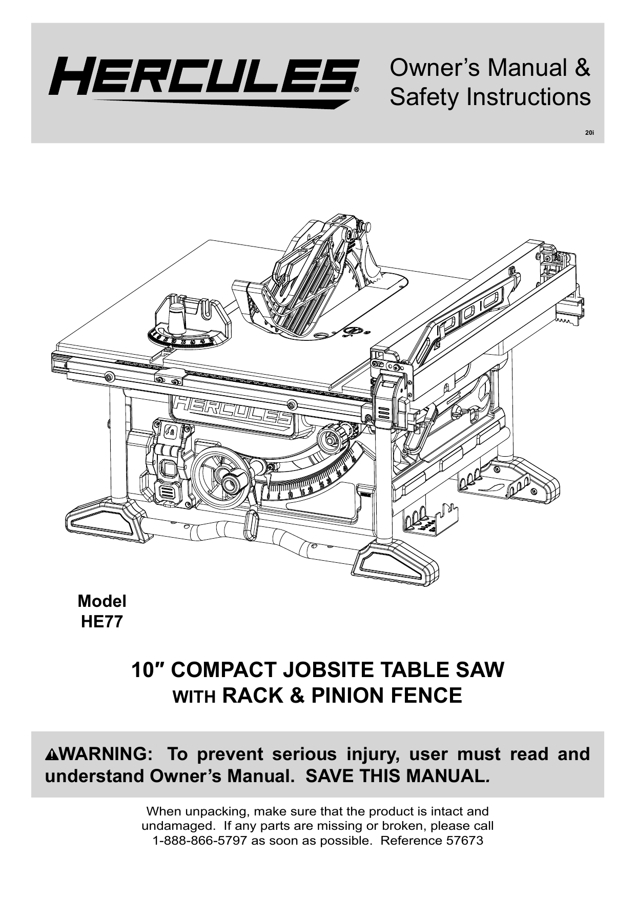 hercules table saw stand up