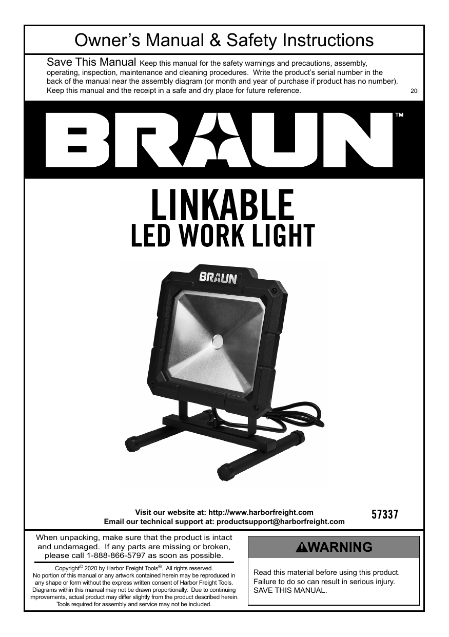 BRAUN Item 57337 UPC 792363573375 5000 Lumen LED Linkable Work