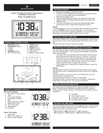 Marathon CL030056 Clock Manual | Manualzz