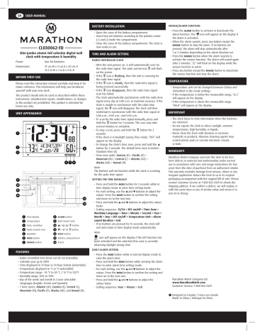 Marathon CL030062-FD Clock Manual | Manualzz