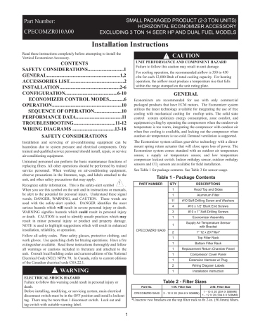Accessory Installation Manual - Wiring Diagram For Typical Economizer Accessory Installation Manual - Wiring Diagram For Typical Economizer