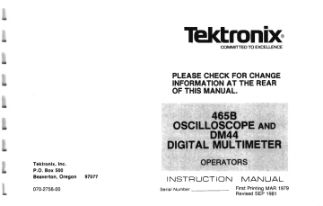 TEKTRONIX 475 OSCILLOSCOPE AND DM44 DIGITAL MULTIMETER INSTRUCTION MANUAL 