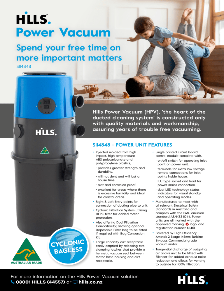 HILLS DUCTED VACUUM SYSTEMS S114848 Product Manual Manualzz