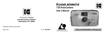 CARACTÉRISTIQUES. Kodak T20, Advantix T20, T20 - Advantix Auto Camera | Manualzz