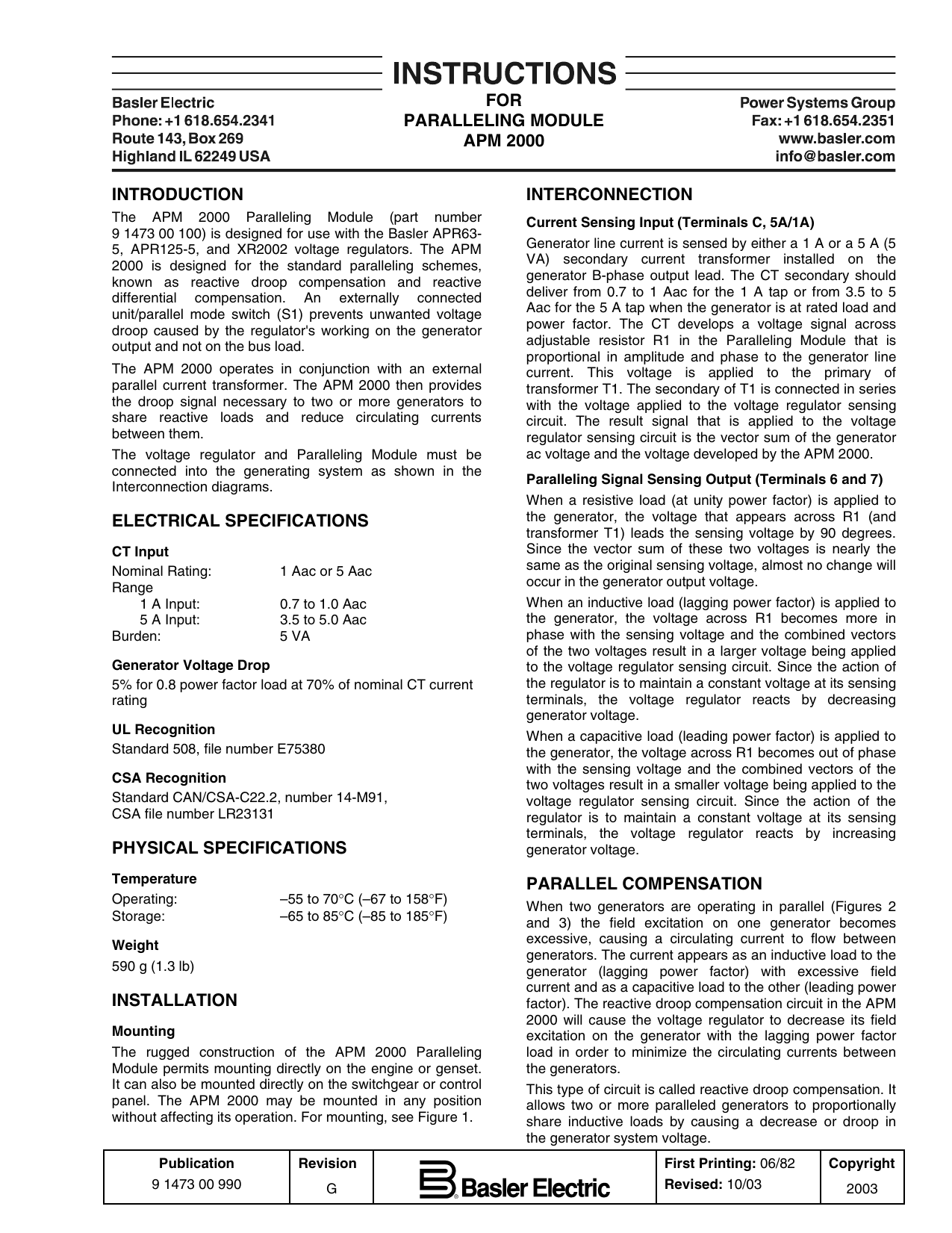 Marathon APM 2000 Parallel Module Owner Manual Manualzz