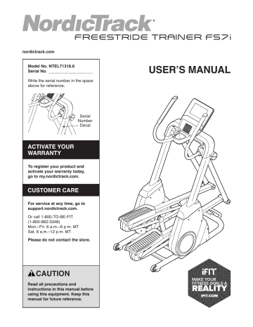 Nordictrack fs7i manual new arrivals