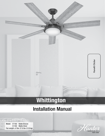 Hunter Fan 51182 Ceiling Owner S, How To Install Hunter Remote Ceiling Fan With Light Android
