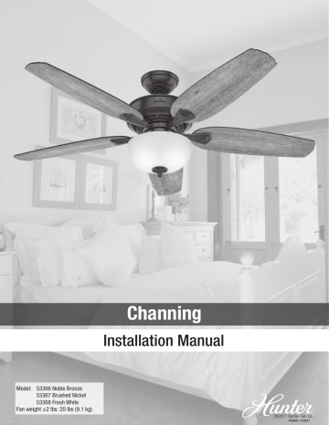 Hunter Fan 53366 Ceiling Owner S, Hunter Channing Ceiling Fan Remote Manual