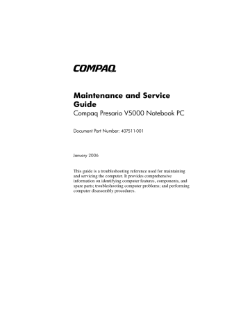 Compaq Presario V5000 Series Maintenance And Service Manual | Manualzz