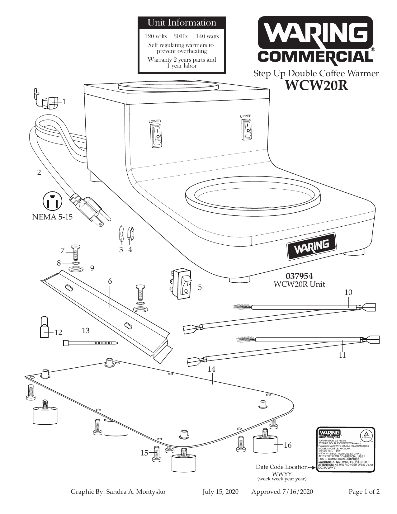 WCW20R - Step-Up, Double Coffee Warmer