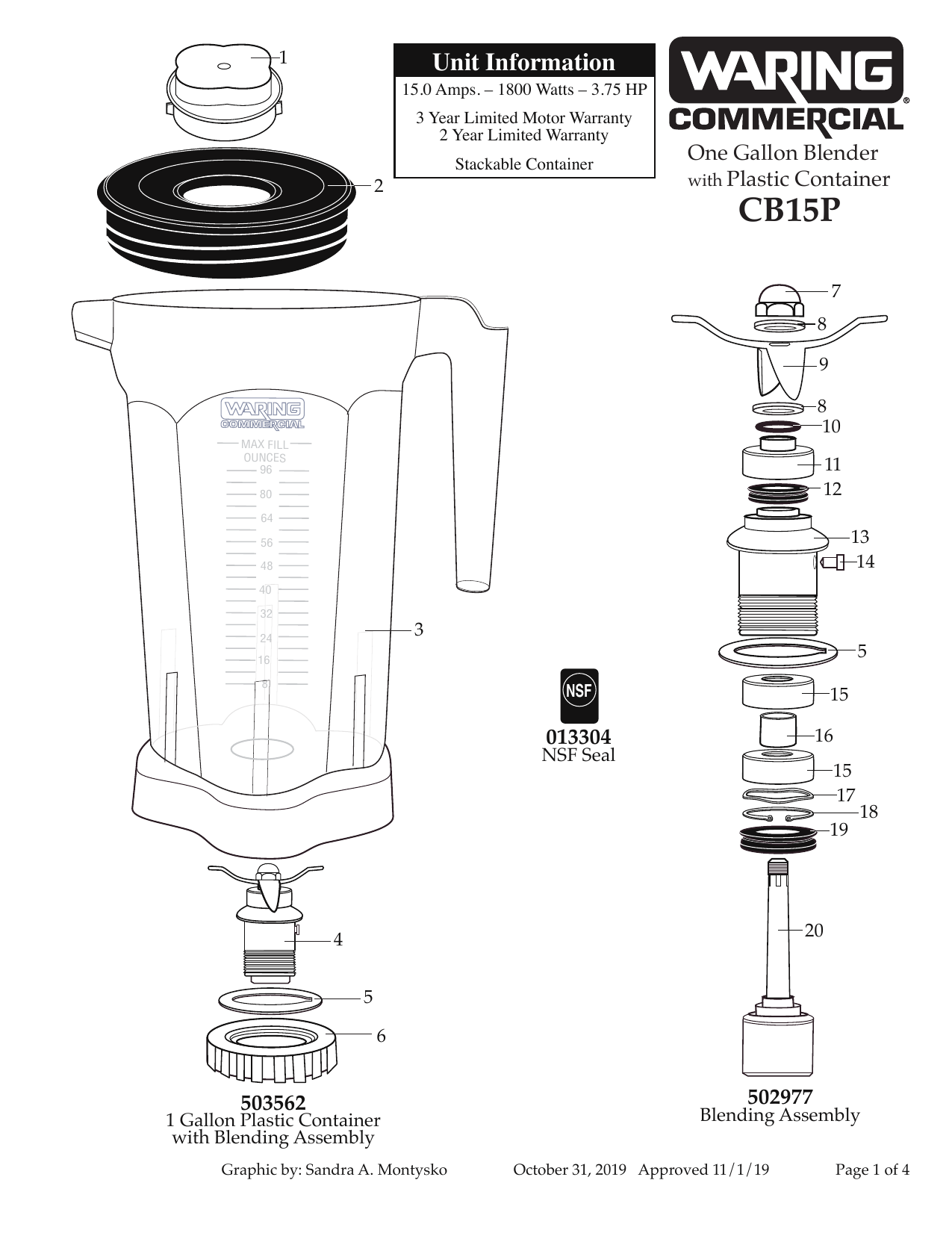 Waring CB15 Parts Diagram