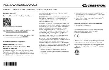 Crestron DM-NVX-363 Product information | Manualzz