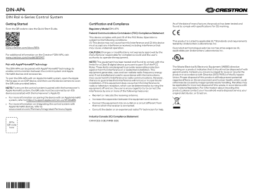 Crestron DIN-AP4 Product information | Manualzz