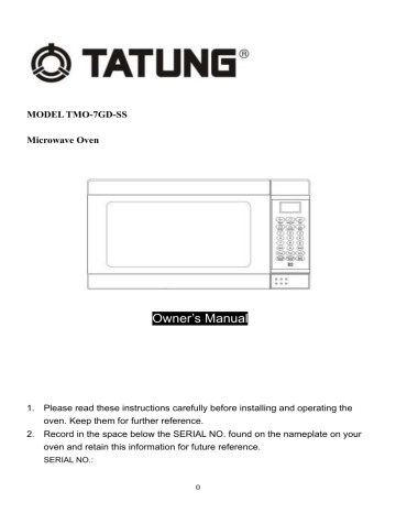 Tatung TMO-7GD-SS User Manual | Manualzz