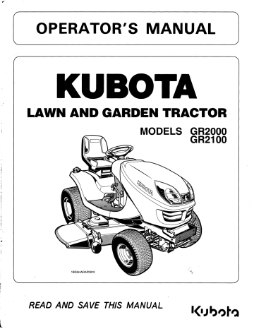 Kubota GR2000, GR2100 Operator's Manual | Manualzz