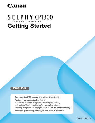Canon Selphy Cp1300 Getting Started Guide Manualzz