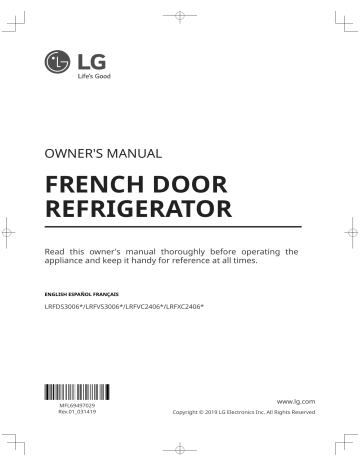 LG French Door Refrigerator Owner's Manual | Manualzz
