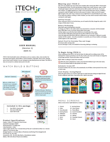 iTech Jr Kids Smartwatch User Manual Manualzz