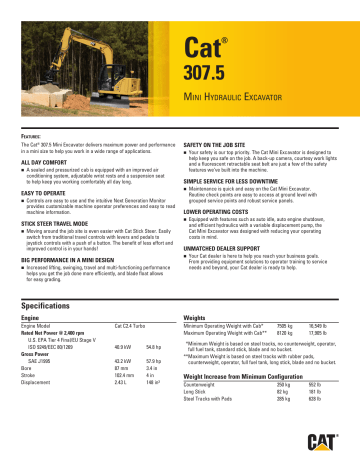 CAT 307.5 Mini Excavator Data Sheet | Manualzz