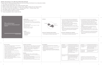 Brookstone True Wireless Bluetooth Earbuds Instruction manual