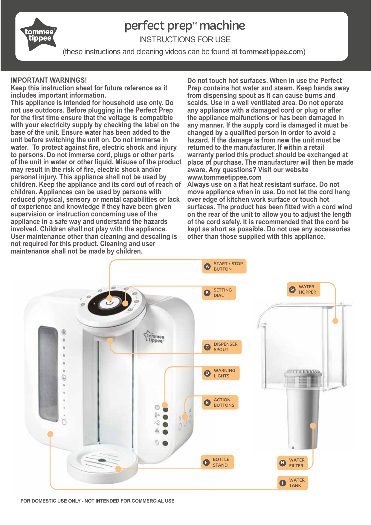 Tommee Tippee Perfect Prep Machine Instructions
