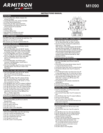 Armitron M1090 Series Watch User Manual Manualzz