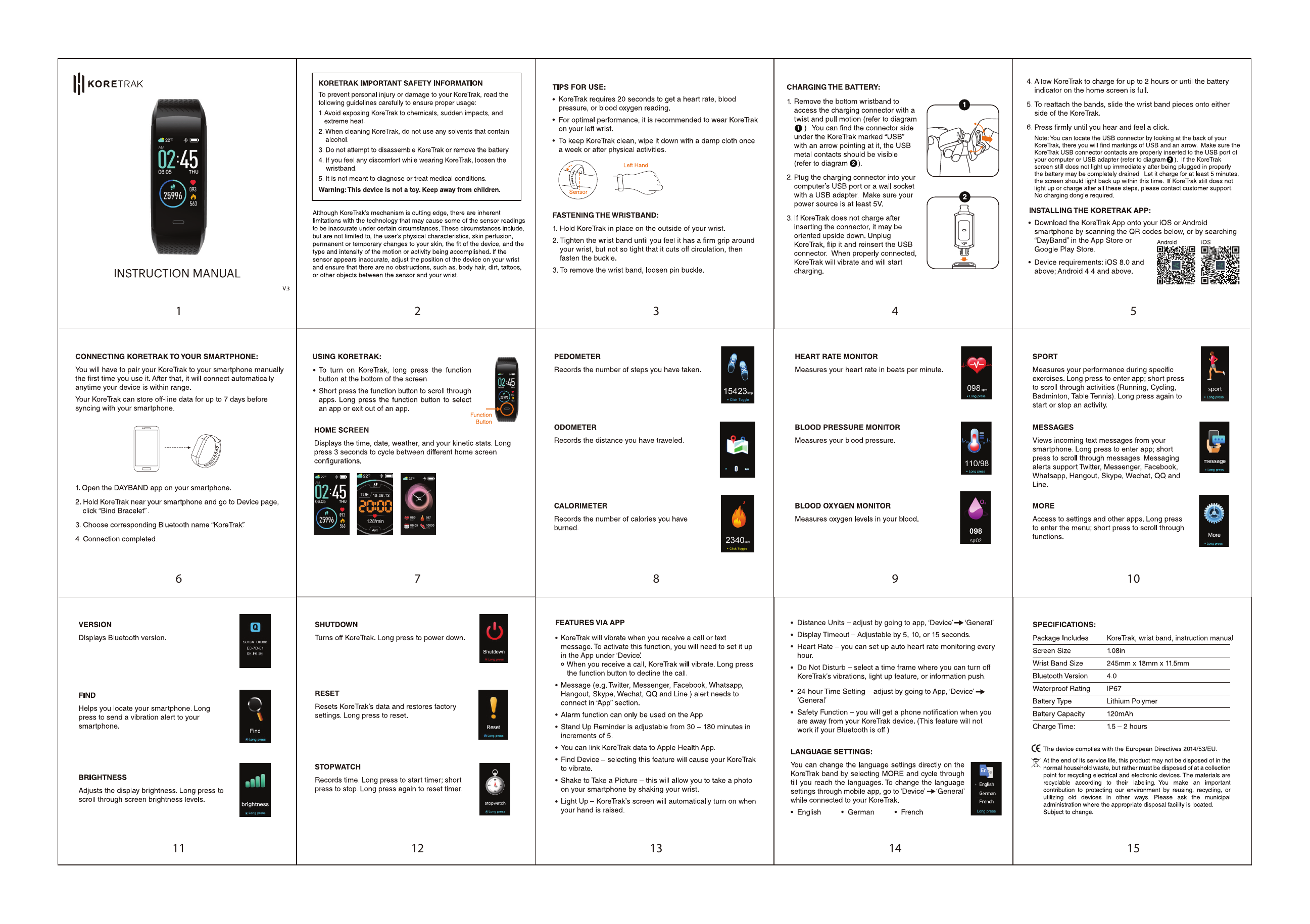 Koretrak Watch Instruction manual Manualzz