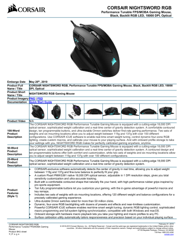 Corsair Nightsword Rgb Fps Moba Gaming Mouse User Manual Manualzz