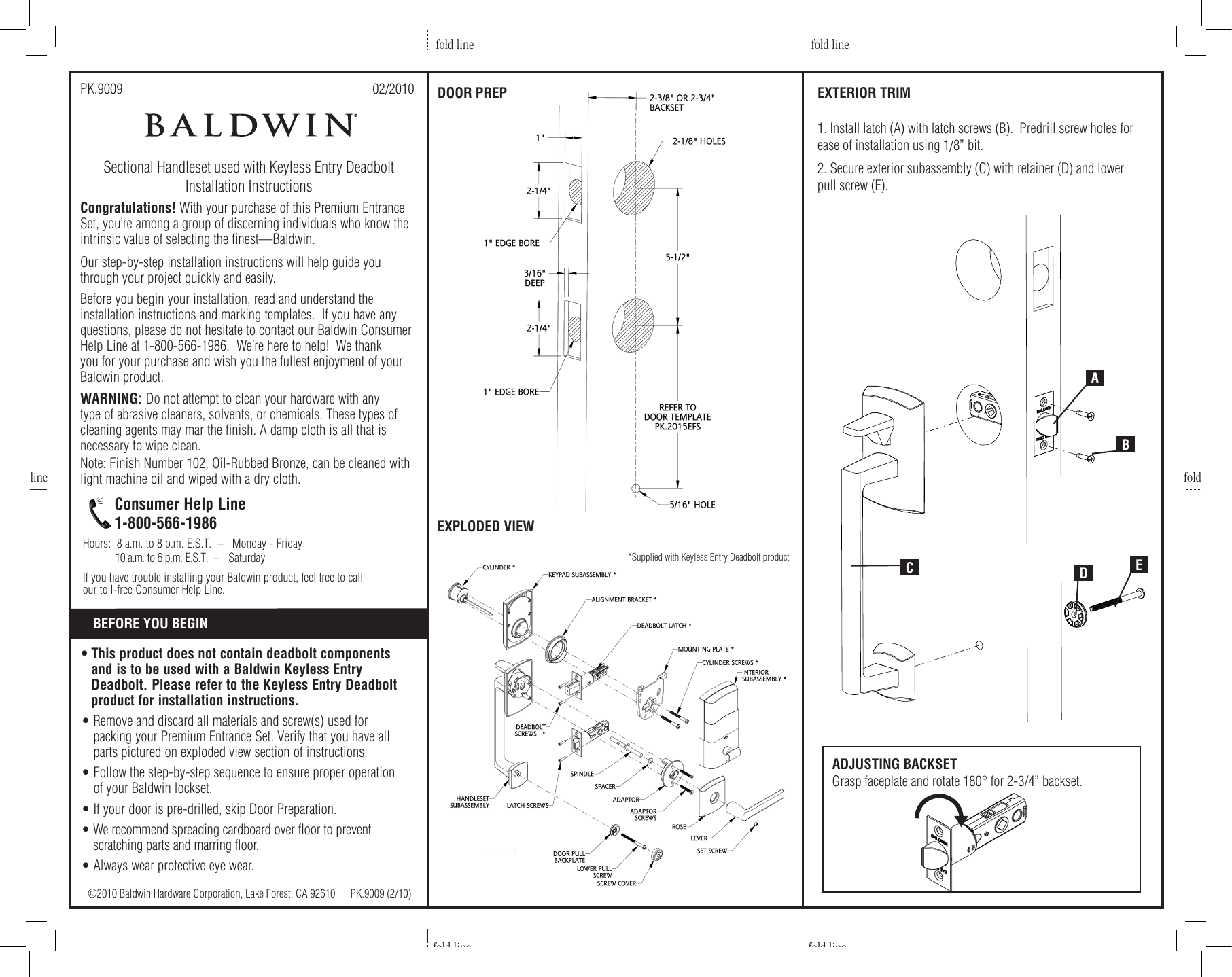 Baldwin Mortise Lock Installation Instructions, PDF, Door