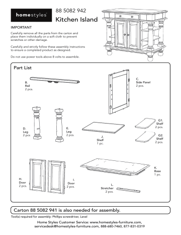Home Styles 5082 94 Americana Black Kitchen Island Assembly Instructions Manualzz Home Styles 5082 94 Americana Black, Kitchen Island Assembly Instructions