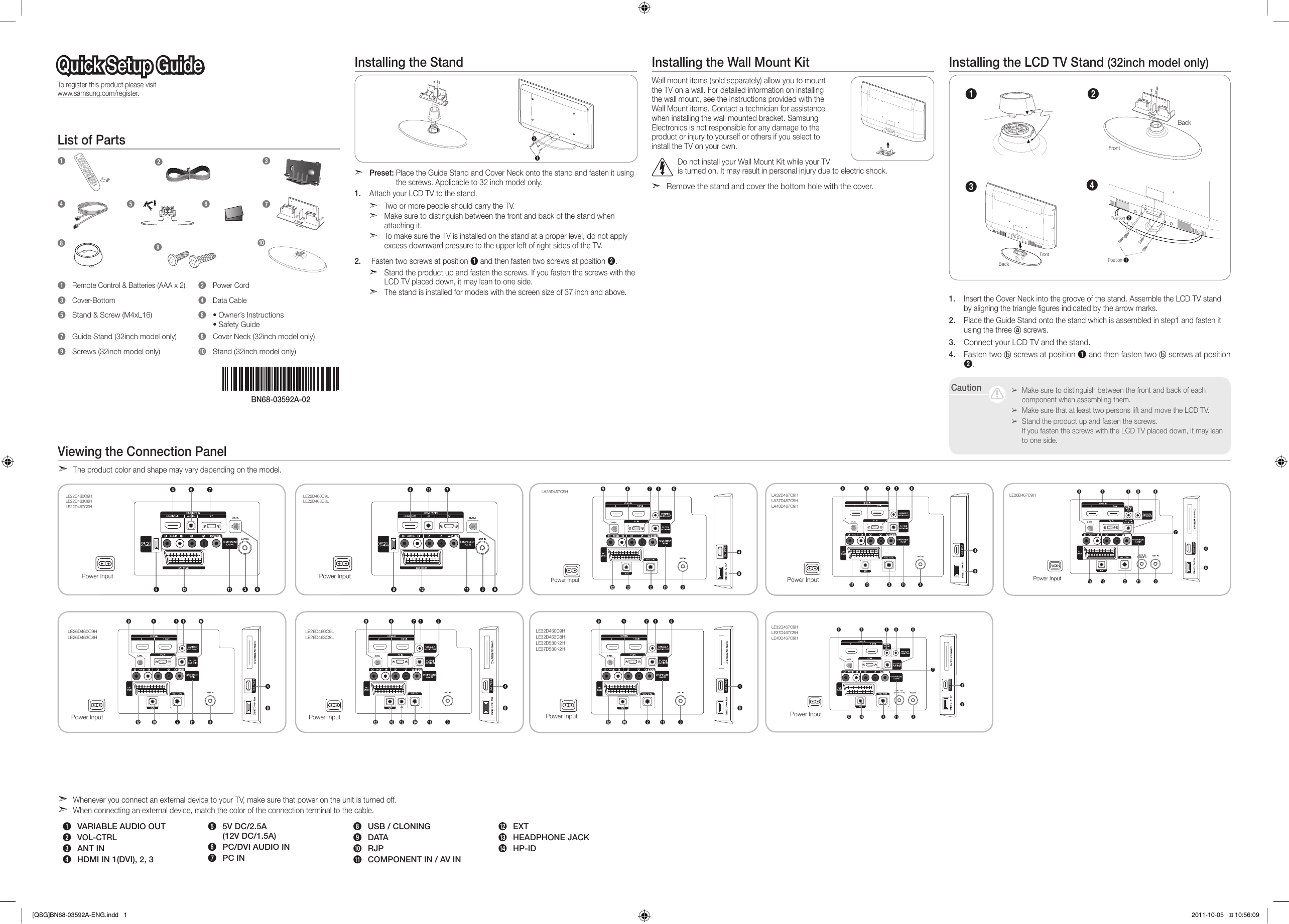 Samsung Le32d460c9h Quick Setup Guide Manualzz