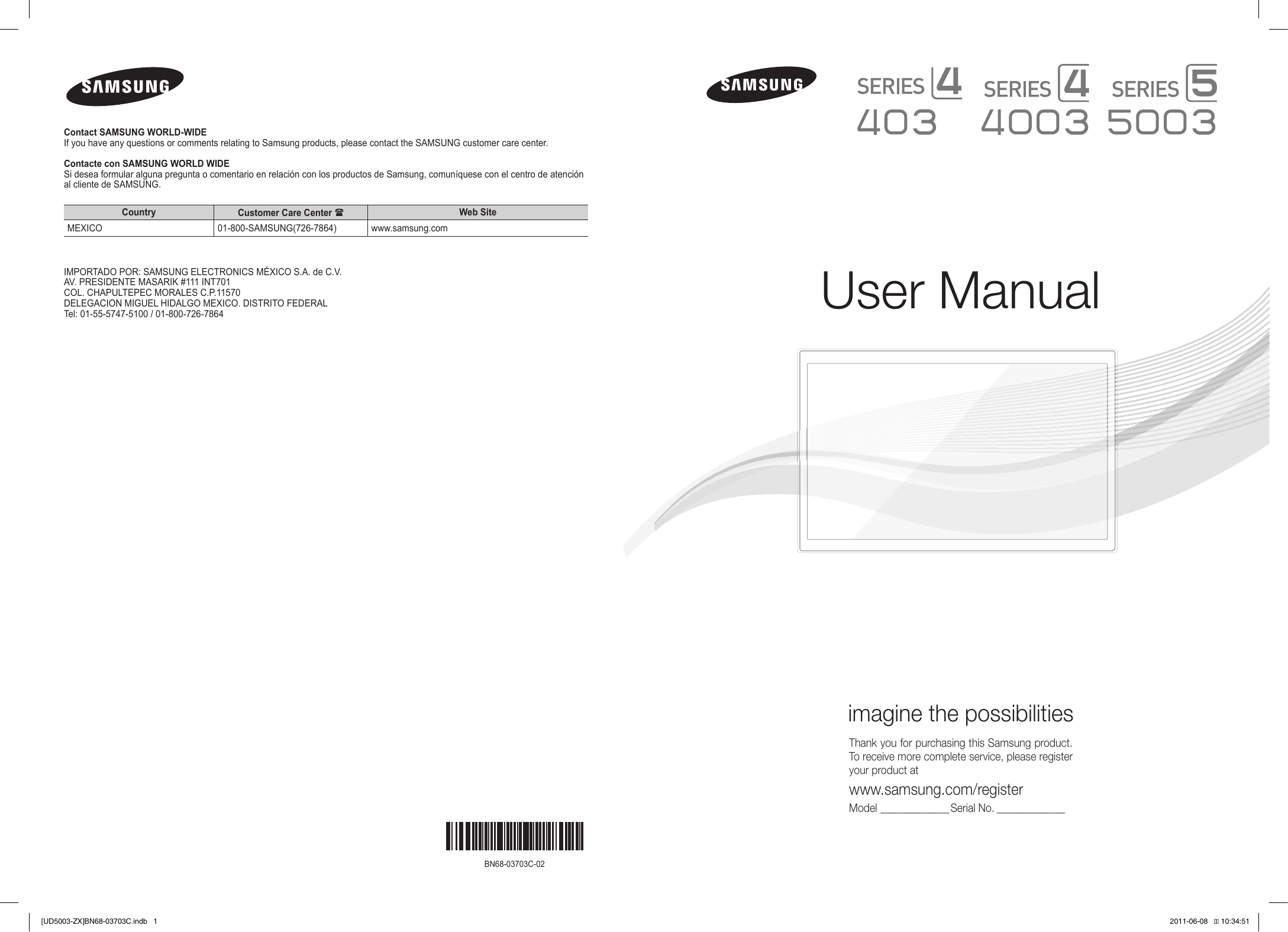 Samsung LN32D403E2D LCD TV 32” Serie D403 User's manual | Manualzz