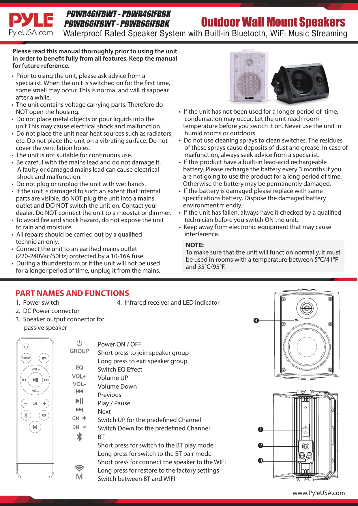 Pyle Pdwr66ifbbk 6 5 Indoor Outdoor Wall Mount Speakers Owner S Manual Manualzz Pyle Pdwr66ifbbk 6 5 Indoor Outdoor, Pyle Outdoor Speakers Manual