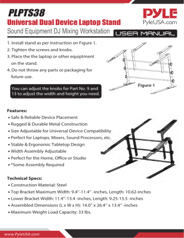 Pyle Universal Dual Device Laptop Stand Sound Equipment DJ Mixing Workstation 