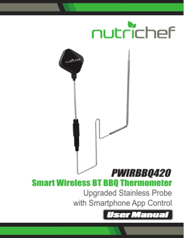 NutriChef PWIRBBQ90 - BBQ Thermometer - Kitchen & Outdoor Wireless Grill  Thermometer with Smartphone App Monitoring 