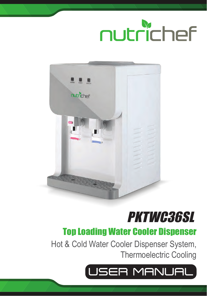 NutriChef Top Loading Hot & Cold Water Cooler Dispenser System,...