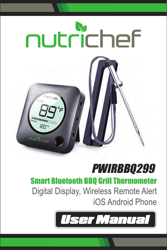 Nutrichef PWIRBBQ90 Bluetooth BBQ Thermometer