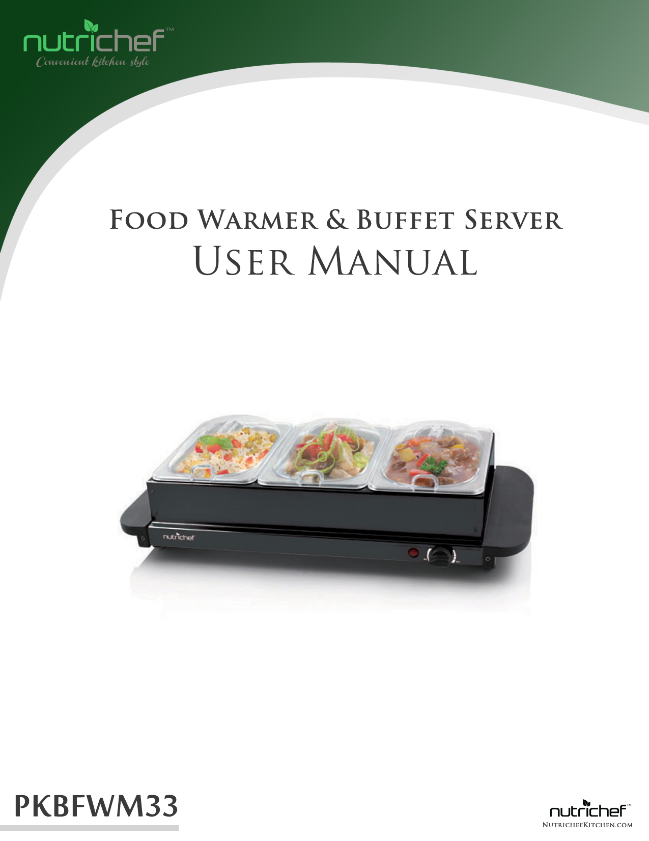 NutriChef PKBFWM33 - Food Warming Tray / Buffet Server / Hot Plate Warmer 